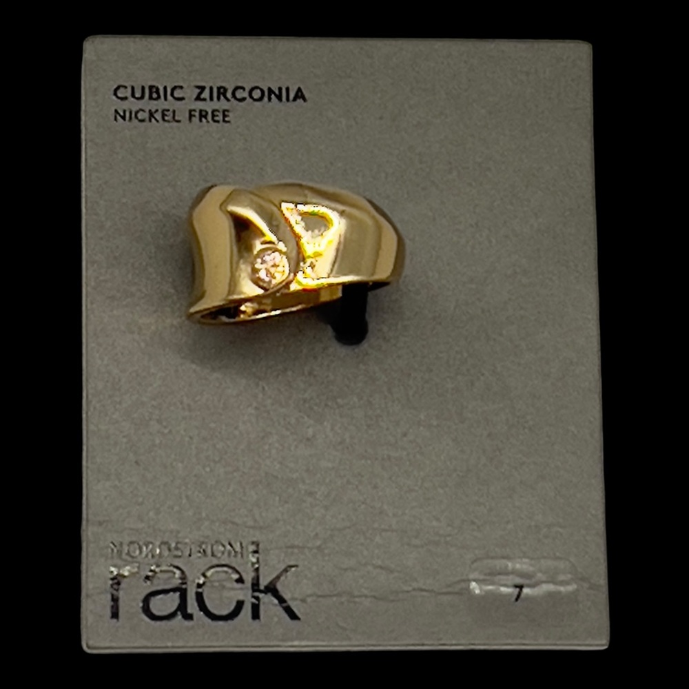 Nordstrom Rack Ring Size 7 Gold Tone Cubic Zirconia Nickel Free Ring Size 7 NWT - Picture 8 of 10